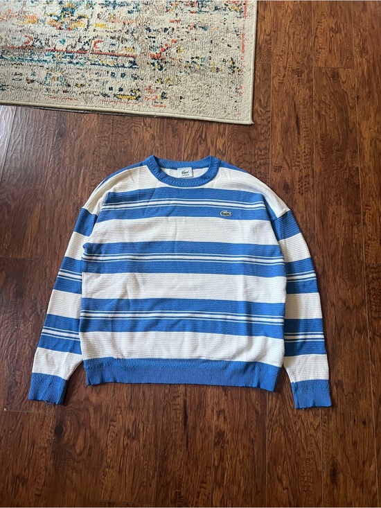 Lacoste Other - Lacoste White and Blue Horizontal Stripe Crewneck Sweater